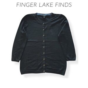 Classic Black Button-Front Cardigan, Petite M